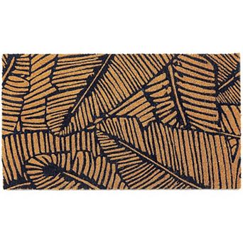 Natural Coir Welcome Door Mat, Bohemian Decor (Brown, Black 17 x 30 in