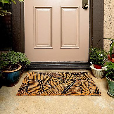 Natural Coir Welcome Door Mat, Bohemian Decor (Brown, Black 17 x 30 in)