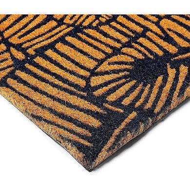 Natural Coir Welcome Door Mat, Bohemian Decor (Brown, Black 17 x 30 in)