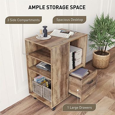 Year Color Mobile Wood Office Storage Cabinet with Drawers and Shelves for Home Office