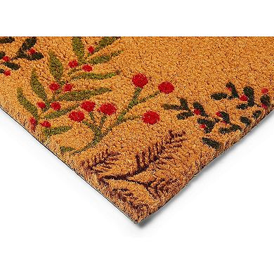 Coco Coir Christmas Doormat for Outdoor Entrance, Meet Me Under The Mistletoe, Non-Slip (17 x 30 in)