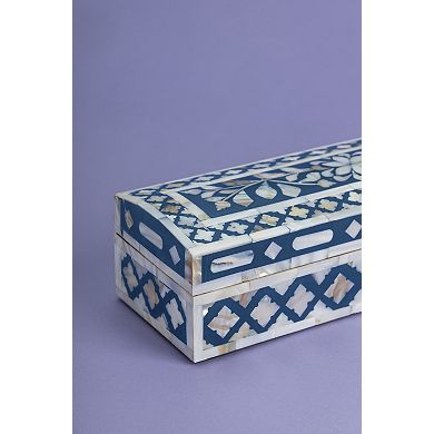 Jodhpur Mother of Pearl Decorative Box, Blue