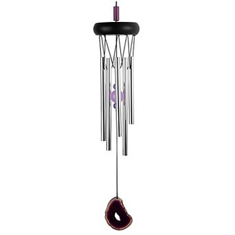 FC Design 20" Long Wooden Top Black Geode Wind Chime Perfect Gifts for Holiday Patio Garden Decor
