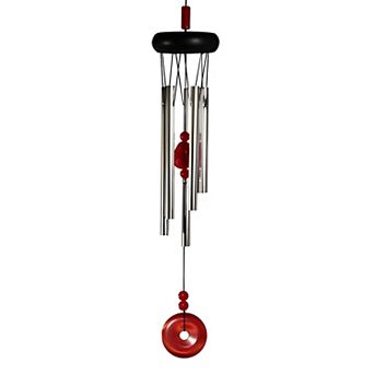 FC Design 20" Long Wooden Top Geode Wind Chime with Red Gem Perfect Gifts for Holiday Patio Garden Decor