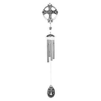 FC Design 28" Long Pewter Cross Wind Chime Perfect Gifts for Holiday Patio Garden Decor