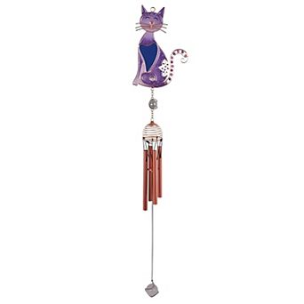 FC Design 26" Long Purple Cat Gem Wind Chime Perfect Gifts for Holiday Patio Garden Decor