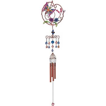 FC Design 33" Long Purple Butterfly Wind Chime with Copper Gem Perfect Gifts for Holiday Patio Garden Decor