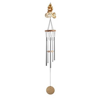 FC Design 34" Long Wood Silhouette Mermaid Wind Chime Fantasy Decoration Perfect Gifts for Holiday Patio Garden Decor