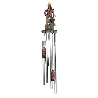 FC Design 23" Long Indian Warrior Round Top Wind Chime Native American Garden Patio Decoration Perfect Gifts for Holiday Patio Garden Decor