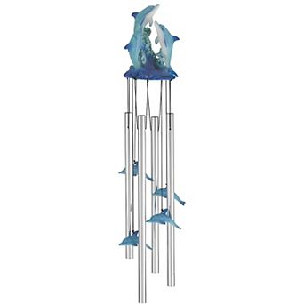 FC Design 23" Long Dolphin Swimming on Wave Round Top Wind Chime Marine Life Garden Patio Decoration Perfect Gifts for Holiday Patio Garden Decor