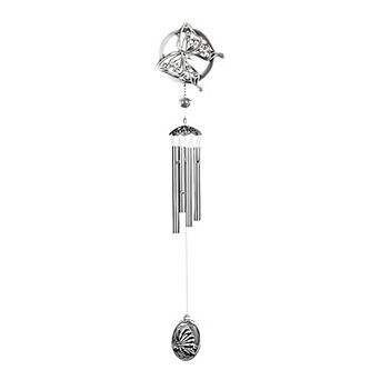 FC Design 28" Long Pewter Butterfly Wind Chime Perfect Gifts for Holiday Patio Garden Decor