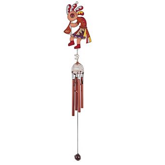 FC Design 28" Long Kokopelli Copper and Gem Wind Chime Garden Patio Decoration Perfect Gifts for Holiday Patio Garden Decor