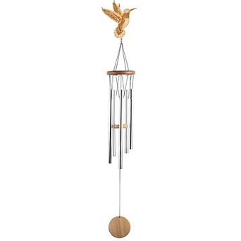 FC Design 34" Long Wood Shilhouette Hummingbird Wind Chime Garden Patio Decoration Perfect Gifts for Holiday Patio Garden Decor