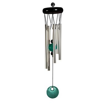 FC Design 20" Long Wooden Top Geode Wind Chime with Turquoise Gem Perfect Gifts for Holiday Patio Garden Decor