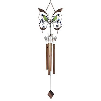 FC Design 33" Long Butterfly Wind Chime with Gem Perfect Gifts for Holiday Patio Garden Decor