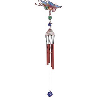 FC Design 18" Long Blue Butterfly Wind Chime with Copper Gem Perfect Gifts for Holiday Patio Garden Decor