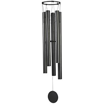 FC Design 50" Long Black Metal Traditional Wind Chime with Black Tubes Perfect Gifts for Holiday Patio Garden Decor