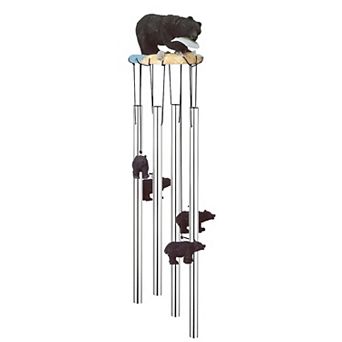 FC Design 23" Long Black Bear Round Top Wind Chime Perfect Gifts for Holiday Patio Garden Decor