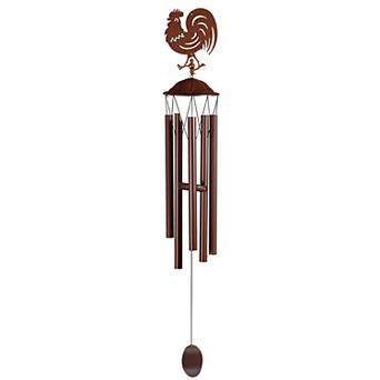 FC Design 38" Long Metal Brown Rooster Silhouette Wind Chime Garden Patio Decoration Perfect Gifts for Holiday Patio Garden Decor