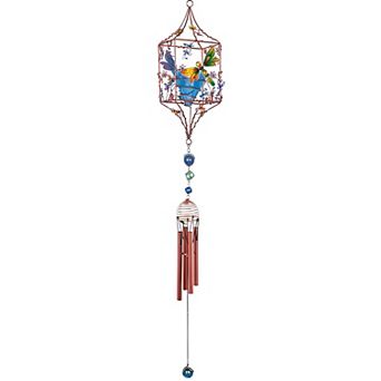FC Design 33" Long Dragonfly Copper and Gem Wind Chime with Candle Holder Garden Ornament Decoration Figurine Perfect Gifts for Holiday Patio Garden Decor