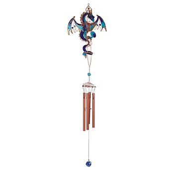 FC Design 44" Long Blue Dragon with Sword Wind Chime with Copper Gem Perfect Gifts for Holiday Patio Garden Decor