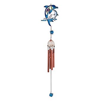 FC Design 22" Long Dolphin Wind Chime with Copper Gem Perfect Gifts for Holiday Patio Garden Decor