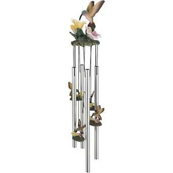FC Design 23" Long Hummingbird with Flower Round Top Wind Chime Garden Patio Decoration Perfect Gifts for Holiday Patio Garden Decor