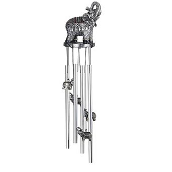 FC Design 23" Long Thai Elephant with Trunk Up Round Top Wind Chime Garden Patio Decoration Perfect Gifts for Holiday Patio Garden Decor