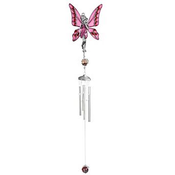 FC Design 28" Long Pink Fairy Pewter Gem Wind Chime Perfect Gifts for Holiday Patio Garden Decor