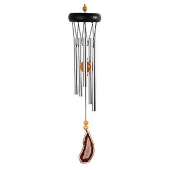 FC Design 20" Long Wooden Top Orange Geode Wind Chime Perfect Gifts for Holiday Patio Garden Decor