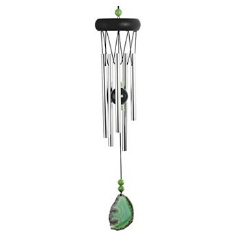 FC Design 20" Long Wooden Top Green Geode Wind Chime Perfect Gifts for Holiday Patio Garden Decor
