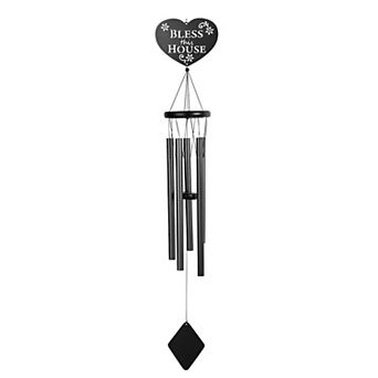 FC Design 40" Long Metal Black Heart Shape Wind Chime Perfect Gifts for Holiday Patio Garden Decor