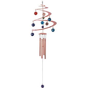 FC Design 27" Long Spiral Wind Chime with Copper Gem Perfect Gifts for Holiday Patio Garden Decor