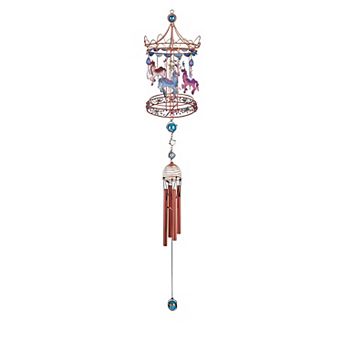 FC Design 35" Long Carousel Wind Chime with Copper Gem Perfect Gifts for Holiday Patio Garden Decor