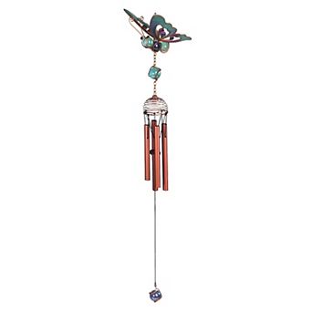 FC Design 22" Long Blue Butterfly Wind Chime with Copper Gem Perfect Gifts for Holiday Patio Garden Decor