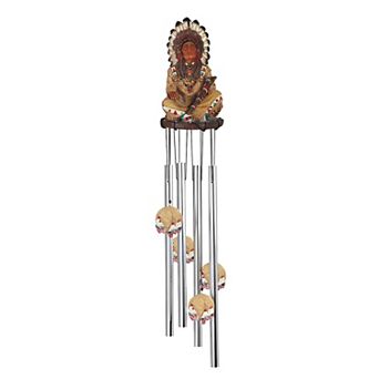 FC Design 23" Long Indian Chief Round Top Wind Chime Native American Garden Patio Decoration Perfect Gifts for Holiday Patio Garden Decor