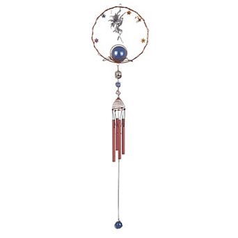 FC Design 34" Long Fairy Pewter Wind Chime with Copper Gem Perfect Gifts for Holiday Patio Garden Decor