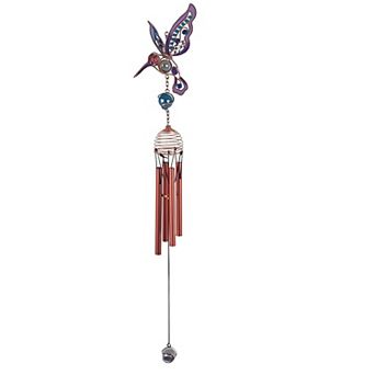FC Design 20" Long Purple Hummingbird Copper and Gem Wind Chime Garden Patio Decoration Perfect Gifts for Holiday Patio Garden Decor