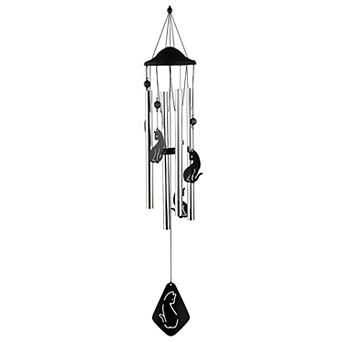 FC Design 34" Long Black Cat Silhouette Wind Chime Perfect Gifts for Holiday Patio Garden Decor