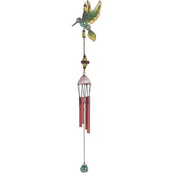 FC Design 23" Long Green Hummingbird Copper and Gem Wind Chime Garden Patio Decoration Perfect Gifts for Holiday Patio Garden Decor