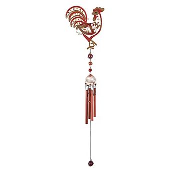 FC Design 30" Long Rooster Copper and Gem Wind Chime Garden Patio Decoration Perfect Gifts for Holiday Patio Garden Decor