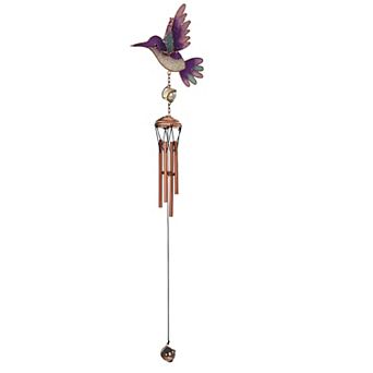 FC Design 24" Long Blue and Purple Hummingbird Copper and Gem Wind Chime Garden Patio Decoration Perfect Gifts for Holiday Patio Garden Decor