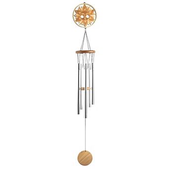 FC Design 34" Long Wood Silhouette Sun Wind Chime Perfect Gifts for Holiday Patio Garden Decor