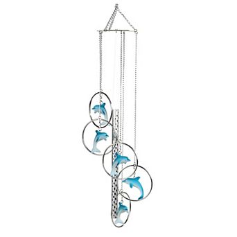FC Design 5-Ring Polyresin Dolphin 24" Long Wind Chime Garden Patio Decoration Perfect Gifts for Holiday Patio Garden Decor