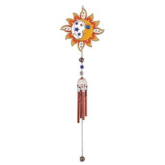 FC Design 33" L Copper Gem Moon and Sun Wind Chime Perfect Gifts for Holiday Patio Garden Decor
