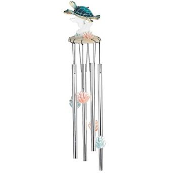 FC Design 23" Long Sea Turtle with Coral Round Top Wind Chime Marine Life Garden Patio Decoration Perfect Gifts for Holiday Patio Garden Decor