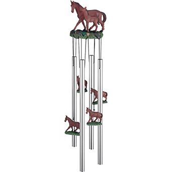 FC Design 23" Long Round Top Brown Horse with Foal Wind Chime Perfect Gifts for Holiday Patio Garden Decor
