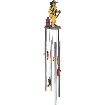 FC Design 23" Long US Fireman on Call Round Top Wind Chime Perfect Gifts for Holiday Patio Garden Decor