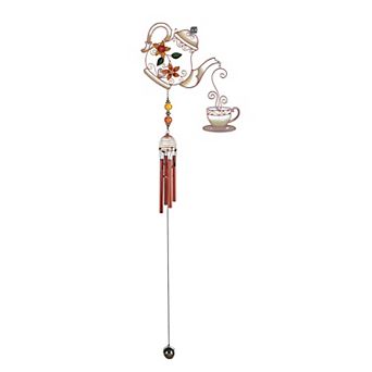 FC Design 32" Long Teapot Set Wind Chime with Copper Gem Perfect Gifts for Holiday Patio Garden Decor