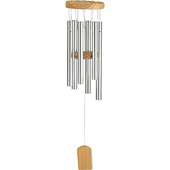 FC Design 19" Long Silver Wood Top Traditional Wind Chime Perfect Gifts for Holiday Patio Garden Decor
